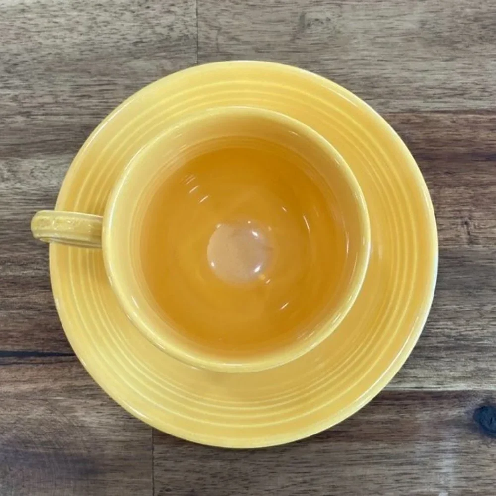 Fiestaware Mid Century Modern Colorful Cup & Saucer Set Original Yellow